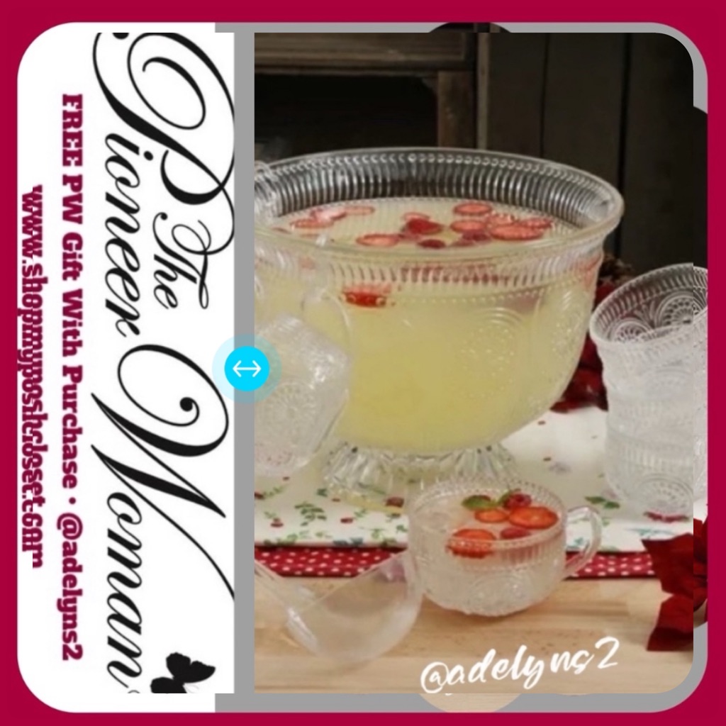 Last One! New The Pioneer Woman Adeline Clear Glass Punch Bowl Set, 10 Piece